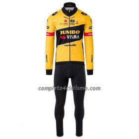 Completo Maglia ML + Pantaloncino con bretelle ML 2023 Jumbo-Visma Giallo Nero